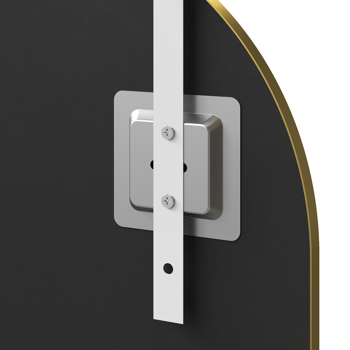 Adjustable hanging bracket with screws for arched mirror mounting