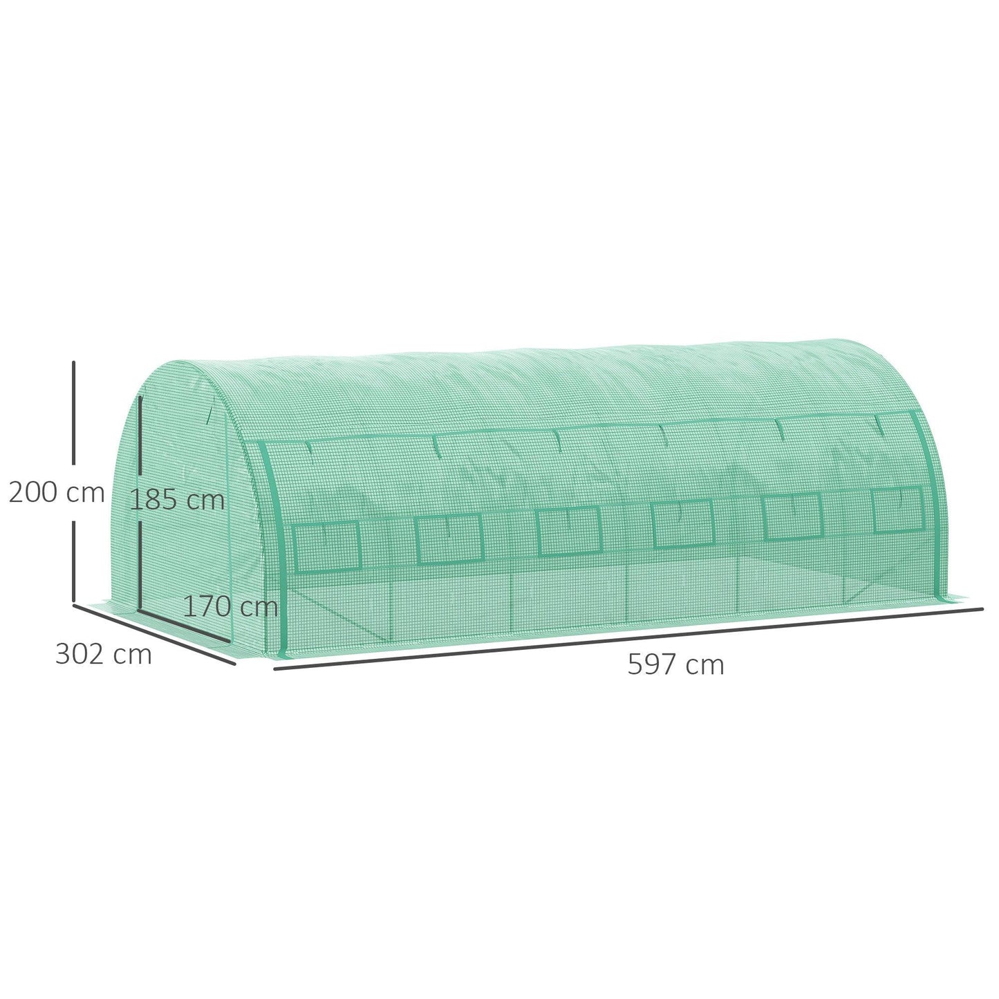 Outsunny 4 x 3 x 2 m Polytunnel Greenhouse Pollytunnel Tent Steel Frame Green - ALL4U RETAILER LTD