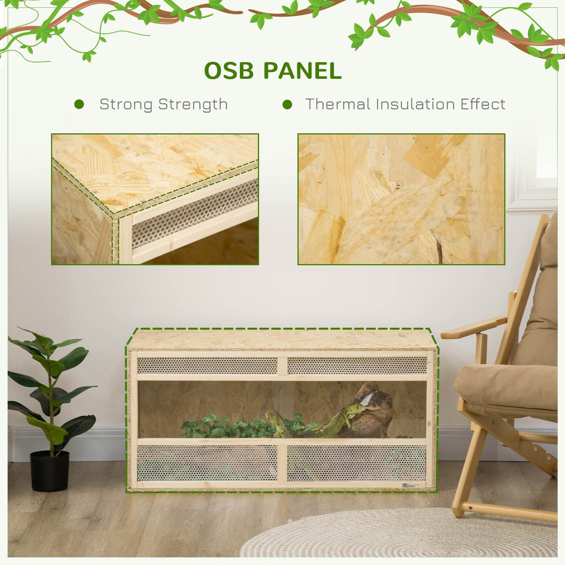 PawHut Deluxe Reptile Habitat with Sliding Glass Doors and Ventilated Mesh for Lizards and Frogs - ALL4U RETAILER LTD