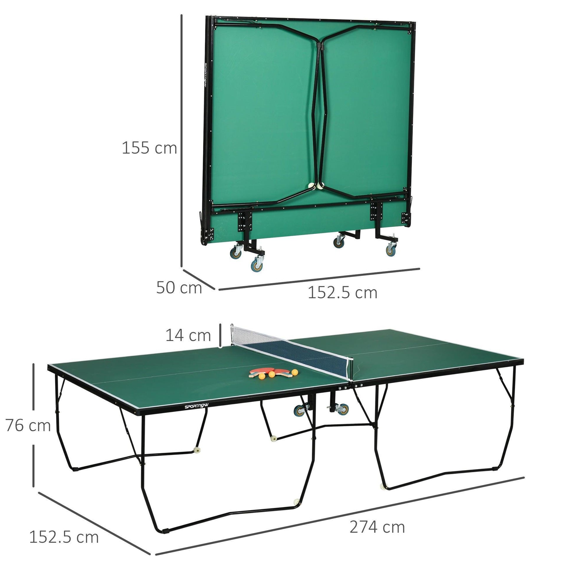 SPORTNOW Outdoor Folding Table with 8 Wheels - Green, 9FT - ALL4U RETAILER LTD