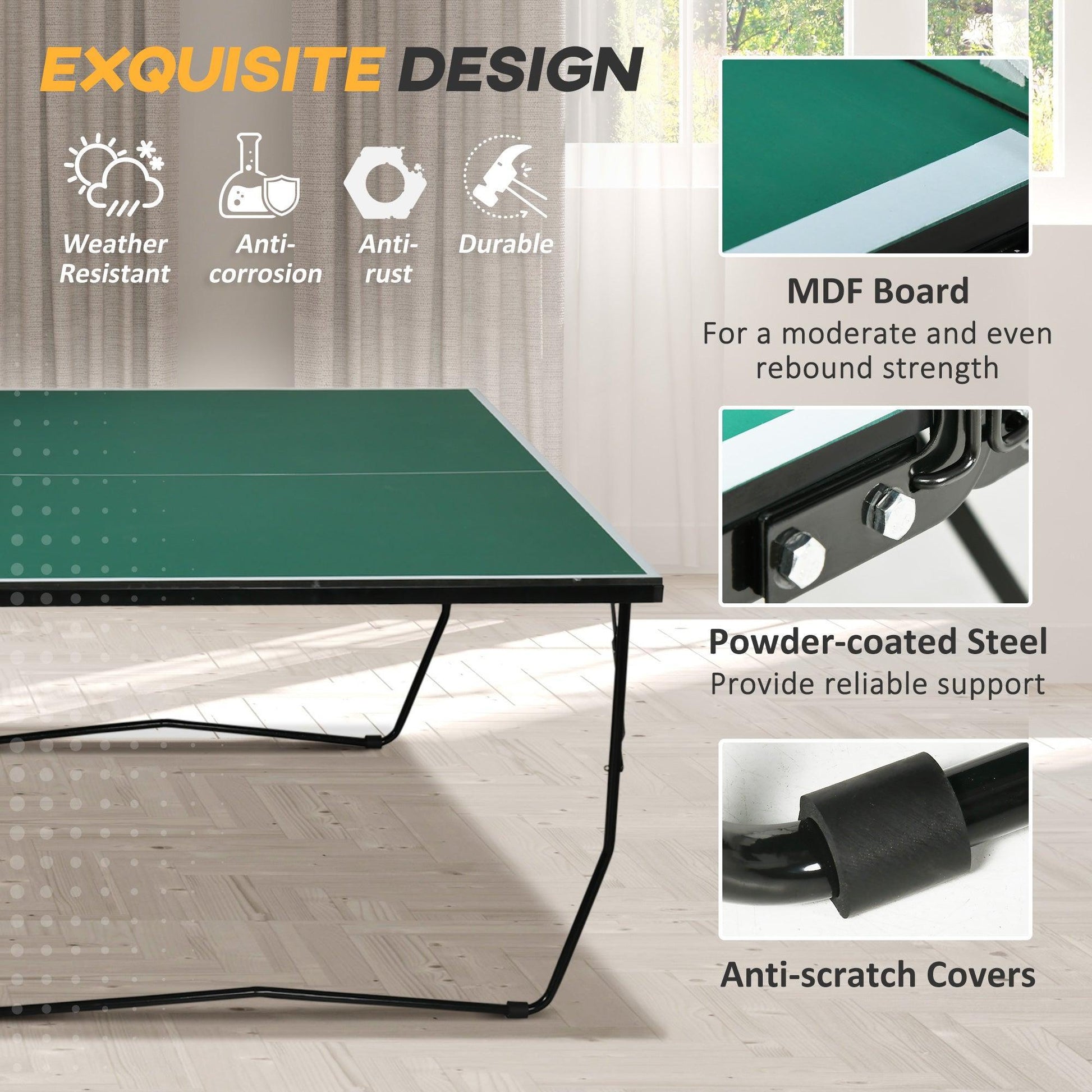 SPORTNOW Outdoor Folding Table with 8 Wheels - Green, 9FT - ALL4U RETAILER LTD