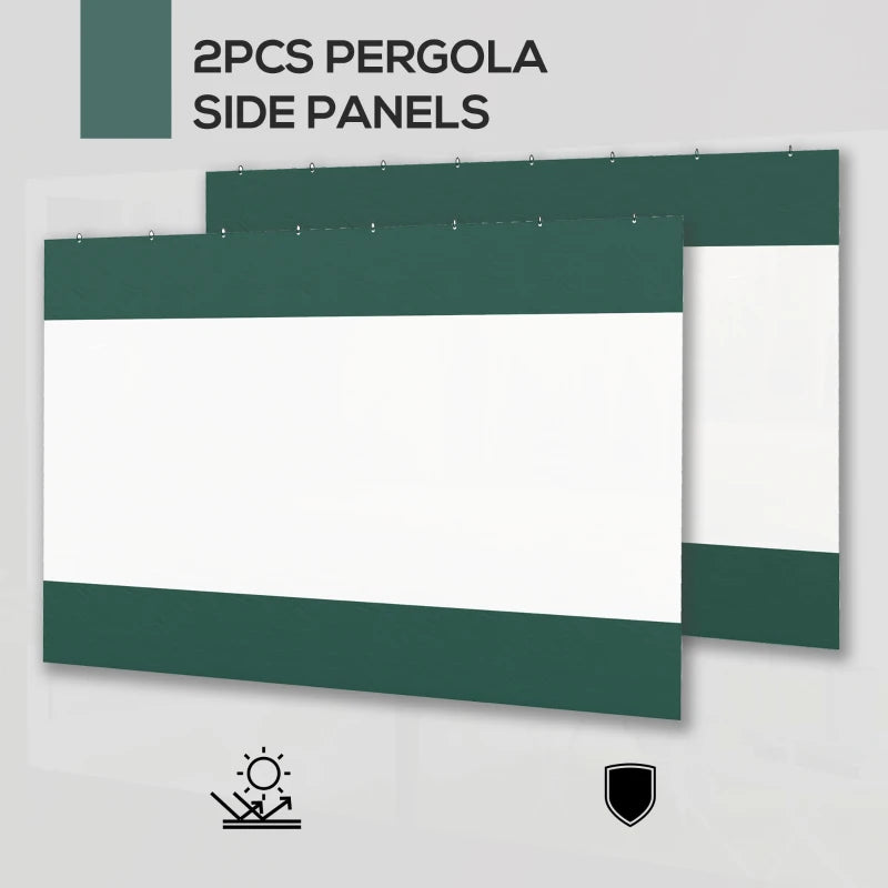 Outsunny 3x2m Side Panels with Large Window, for 3(m) Long Pergola, Green - ALL4U RETAILER LTD