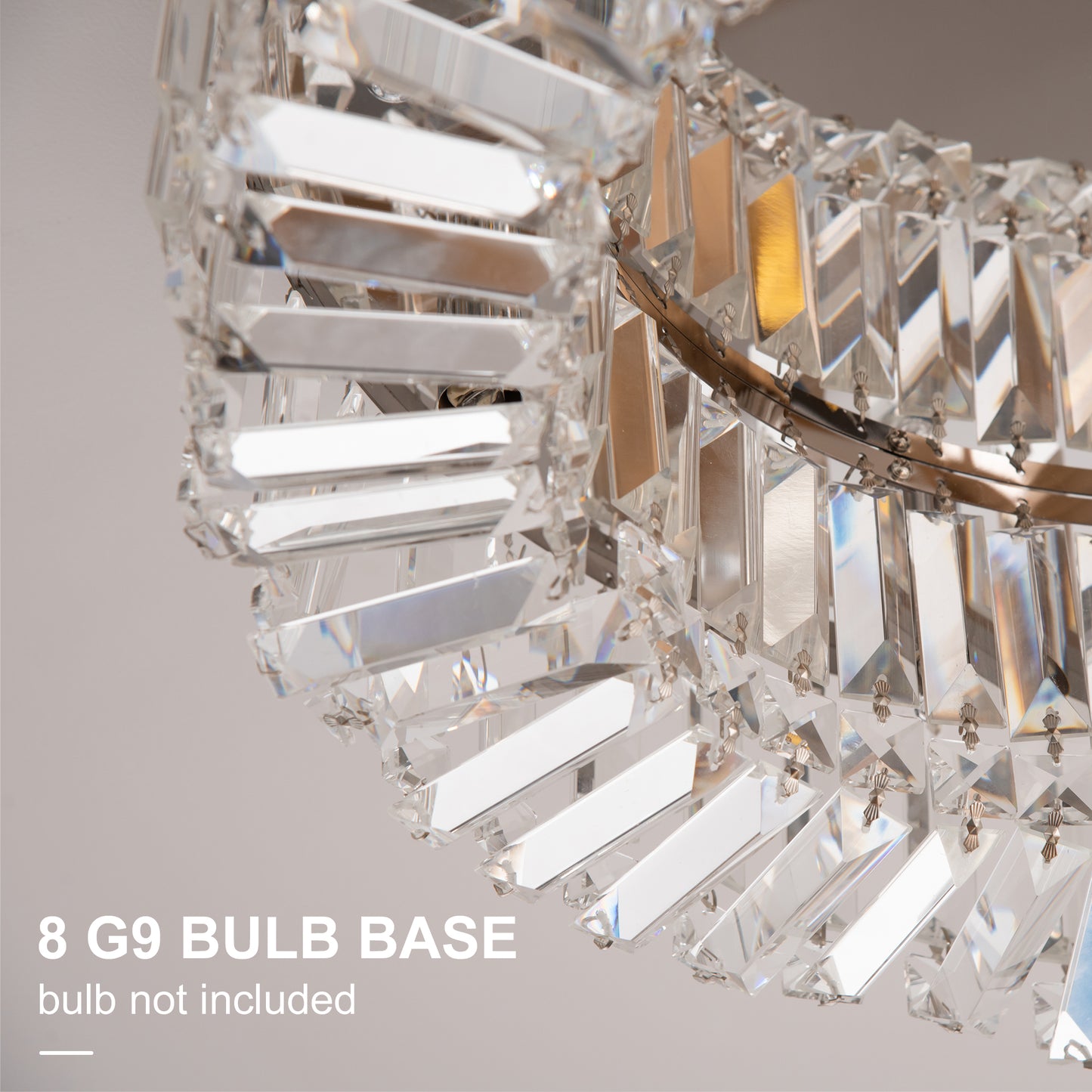 HOMCOM Crystal Ceiling Lights Set 2 Modern Flush Chandeliers Stainless Steel Base Pendant Lights Living Room Dining Room