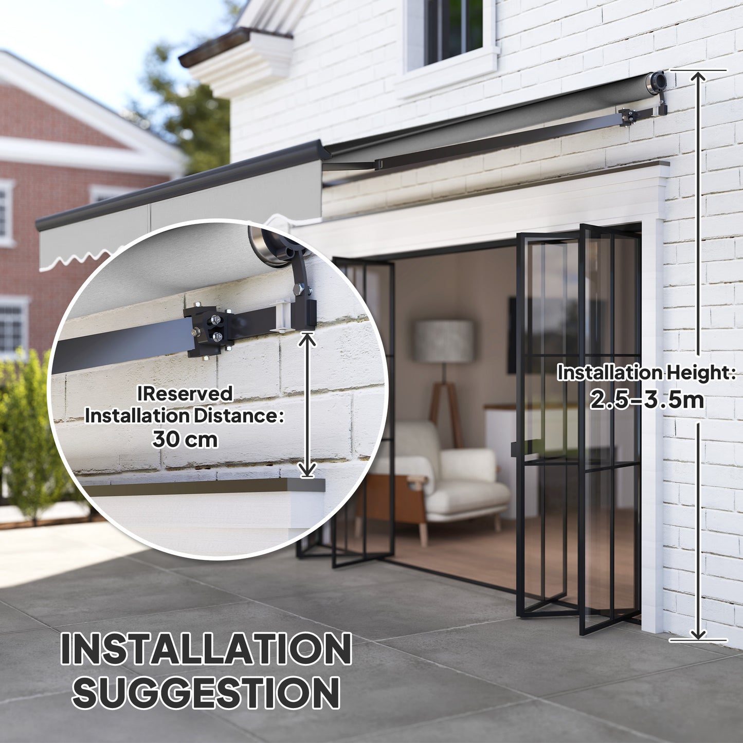 Outsunny 3 x 2.5m Electric Retractable Awning With Remote Aluminum Frame UV30 Sun Shade Canopy For Garden Patio