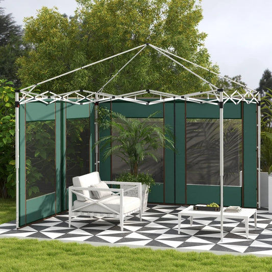 Outsunny Gazebo Side Panels - 2 Pack Replacement Sides for 3x3m or 3x6m Pop-Up Gazebo with Doors and Windows - Green - ALL4U RETAILER LTD