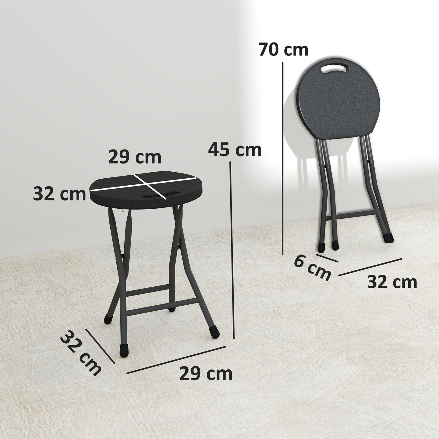 Outsunny Set of Four Folding Carry Stools for Garden and Camping Charcoal Grey Lightweight and Portable
