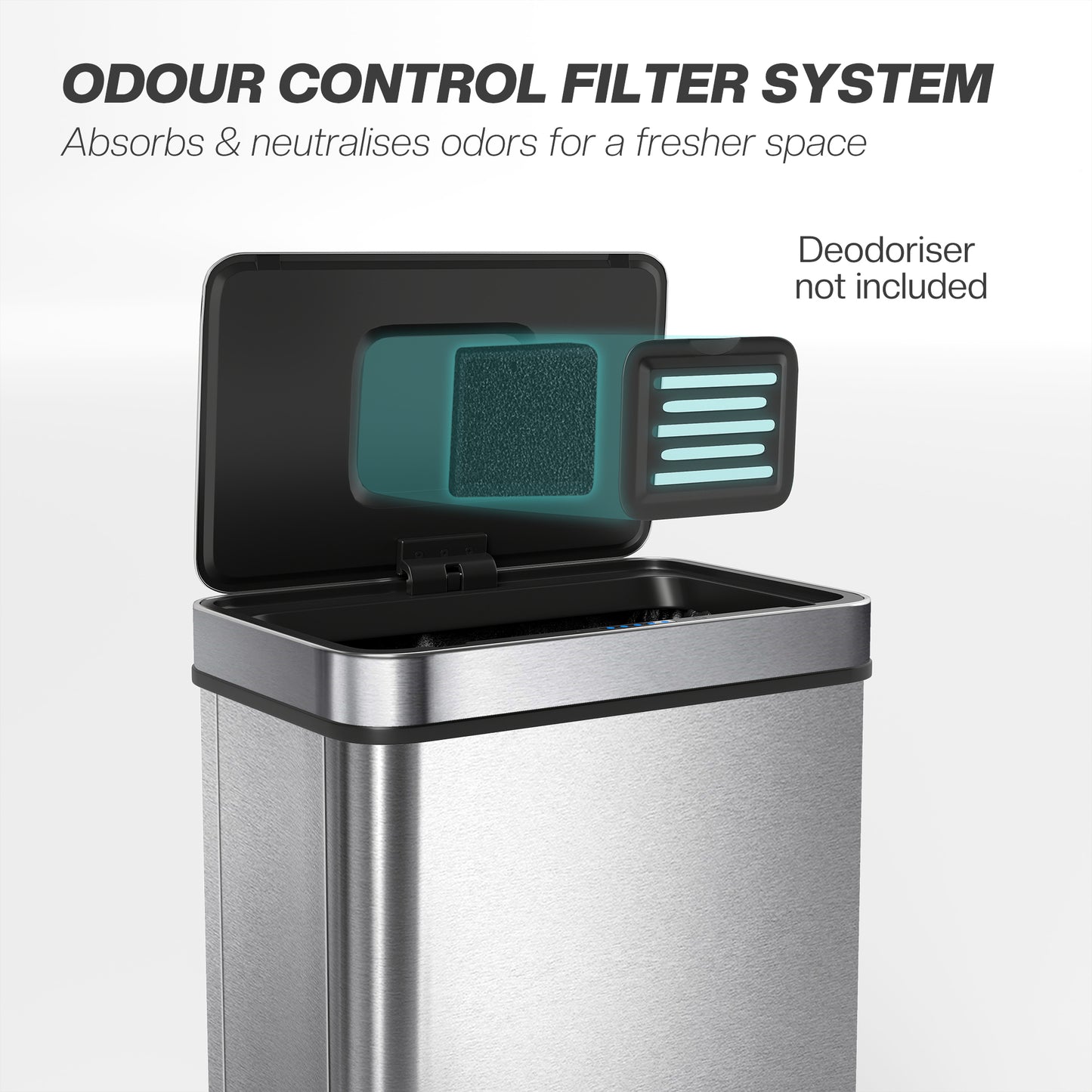 HOMCOM 60 L Sensor Bin With Soft Close Lid Fingerprint Proof Stainless Steel Silver Tone Touchless Trash Can