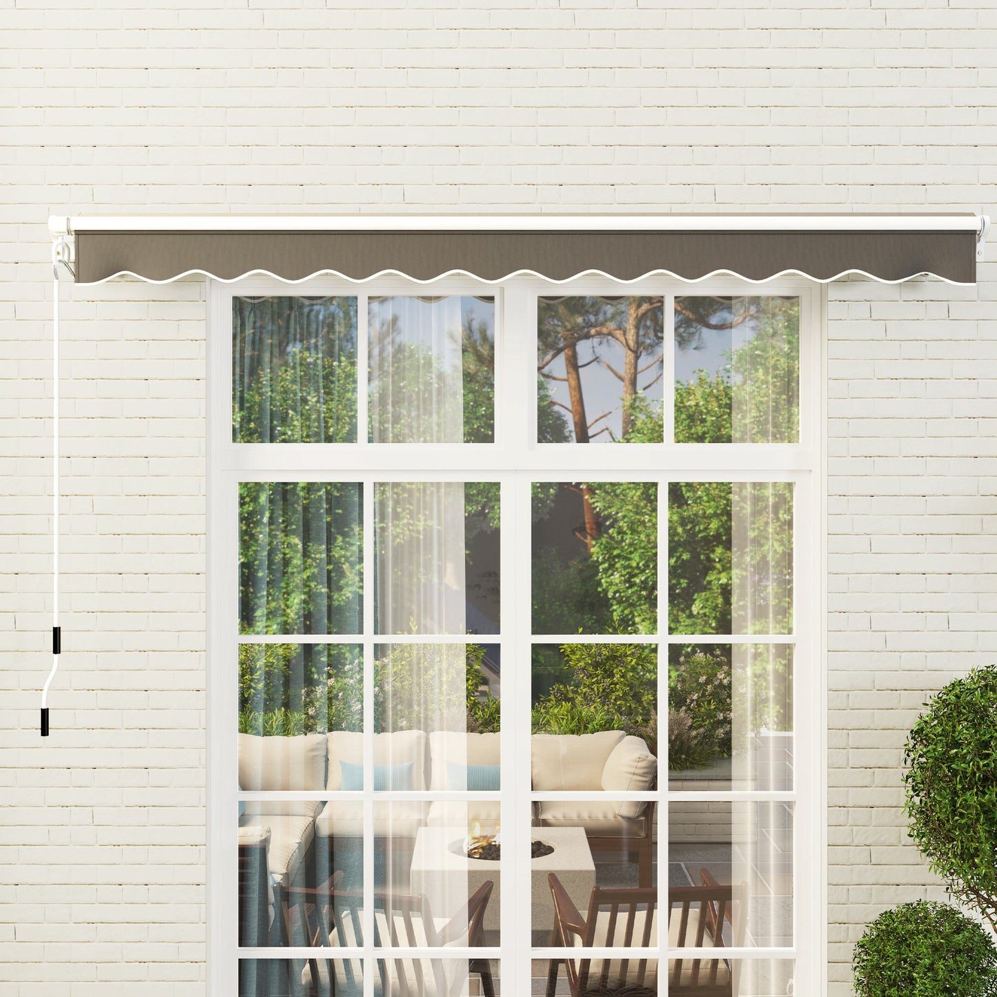 Outsunny 2.95x2.5m Manual Garden Patio Awning Retractable Canopy Sun Shade Shelter With Fittings And Crank Handle