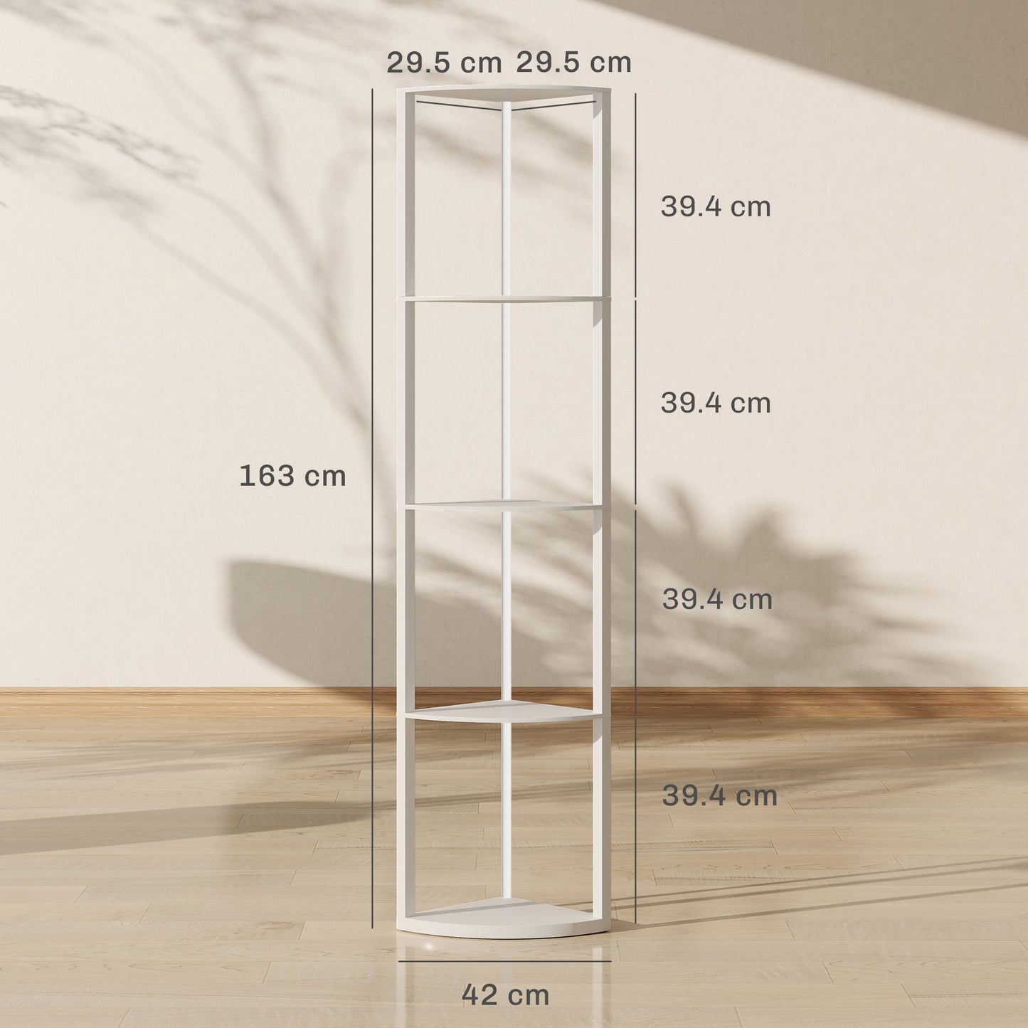 HOMCOM RGB LED Floor Lamp With Shelves 5 Tier Corner Display Shelf Unit For Living Room Bedroom Office White
