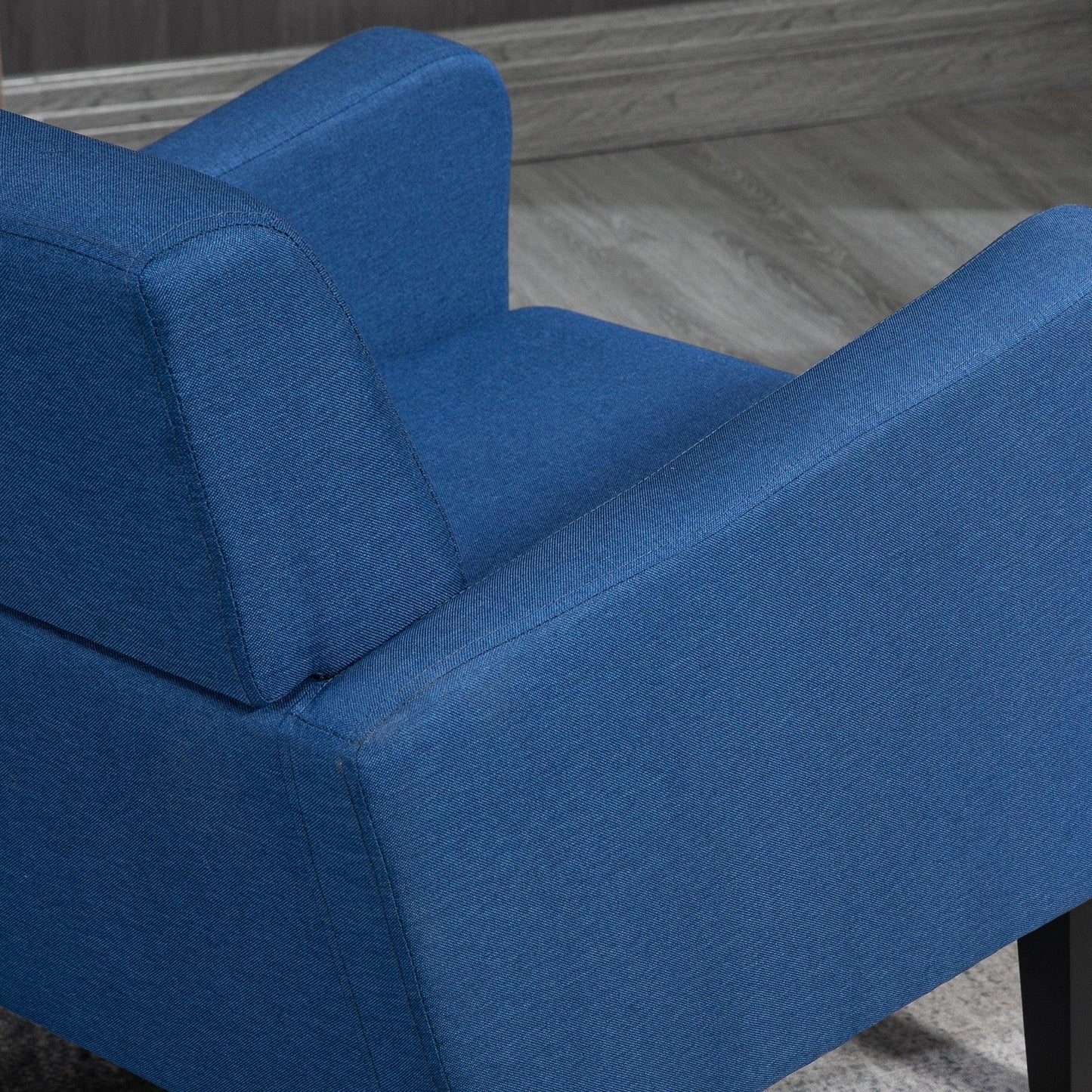 HOMCOM Modern Armchair Accent Chair with Rubber Wood Legs for Bedroom Blue - ALL4U RETAILER LTD