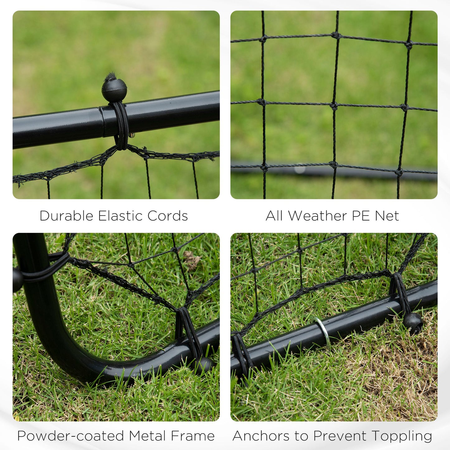 HOMCOM Adjustable Rebound Net for Solo Sports Training - Black - ALL4U RETAILER LTD