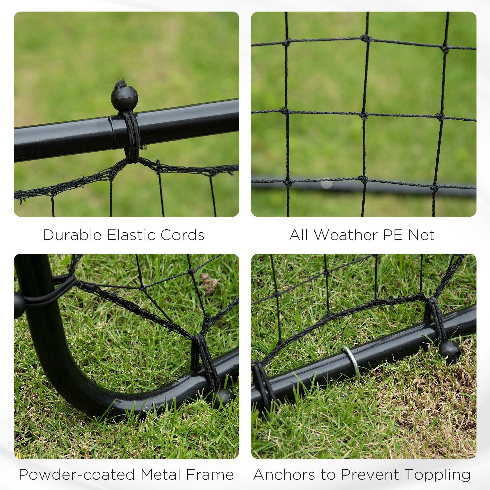 HOMCOM Adjustable Rebound Net for Solo Sports Training - Black - ALL4U RETAILER LTD