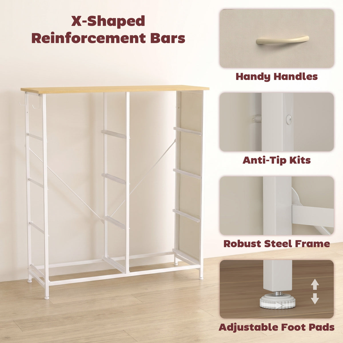 HOMCOM Chest Of Drawers With 8 Fabric Drawers Steel Frame Storage