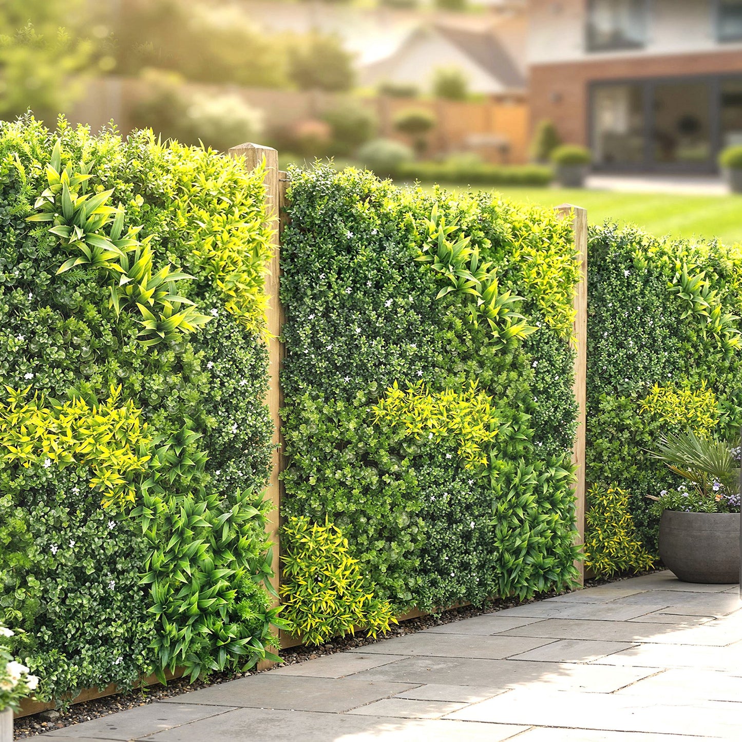 Outsunny 100x100 Cm Artificial Plant Wall Panel With Grass Backdrop Green UVA 340 Protection