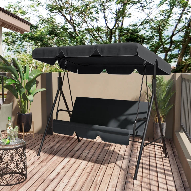 Outsunny 2 Seater Garden Swing Canopy Replacement Cover - UV50+ Sun Shade in Black (Canopy Only) for Stylish Outdoor Comfort - ALL4U RETAILER LTD