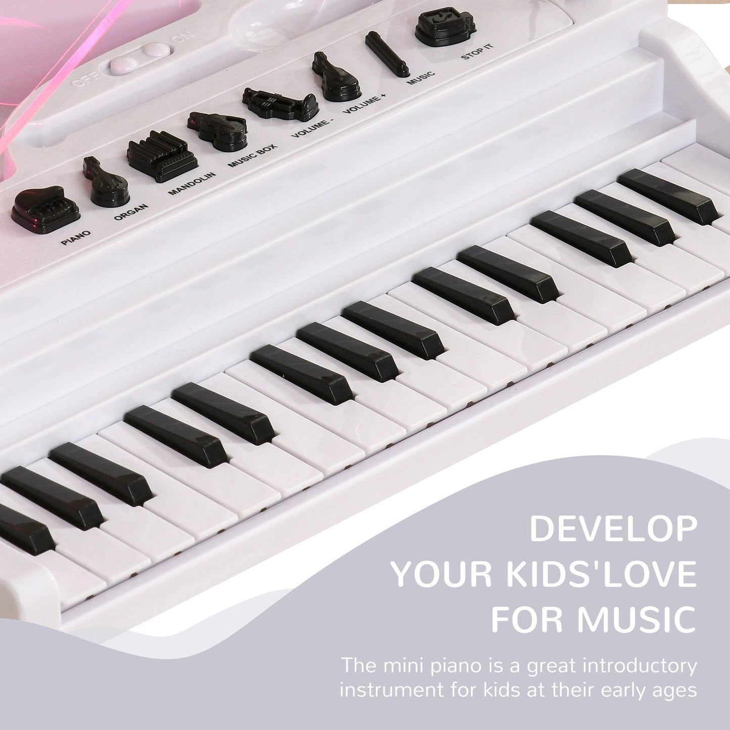 AIYAPLAY 32-Key Kids Piano Keyboard Set with Microphone, Lights, Stool | White - ALL4U RETAILER LTD