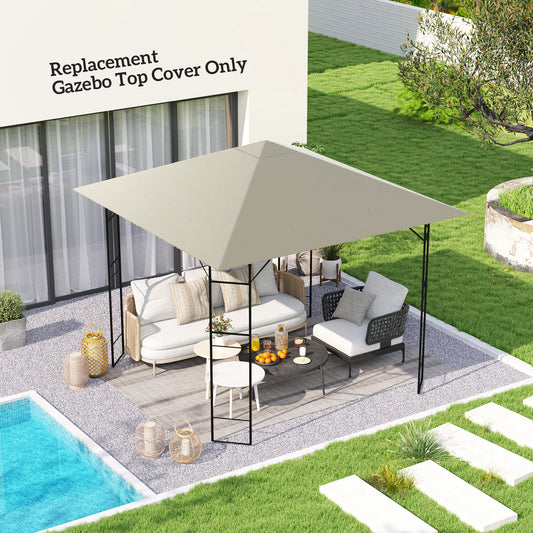 Outsunny 3 x 3m Gazebo Canopy Replacement for 01-0867 Series Light Grey PA-Coated Polyester UPF30 Sun Protection