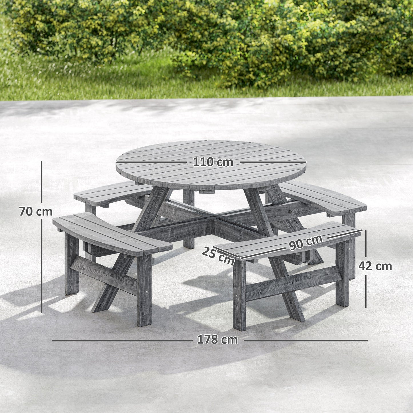 Outsunny 8 Seater Wooden Picnic Set Solid Fir Wood For Garden Patio Outdoor Dining And Entertaining