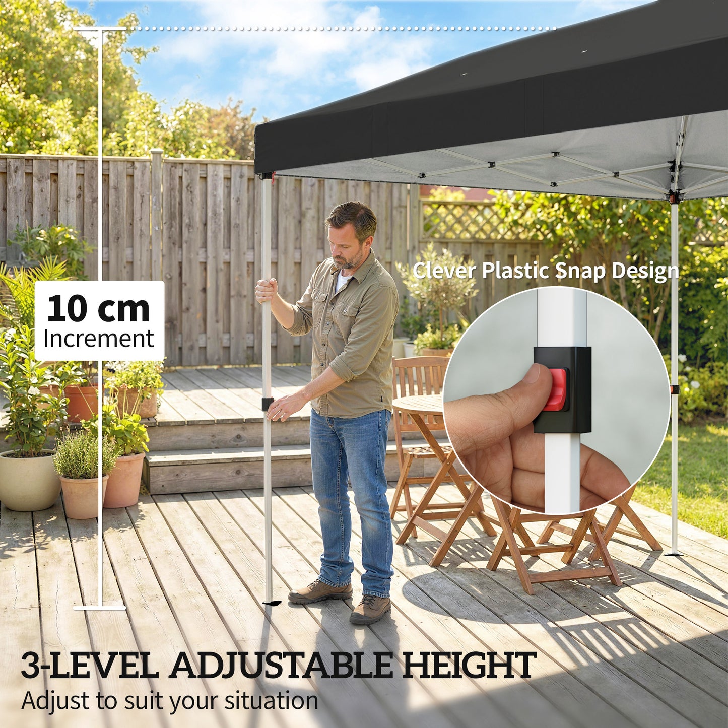 Outsunny 3x6m Pop Up Canopy Gazebo With UV50 Plus Protection Garden Shelter With 6 Removable Sidewalls Black