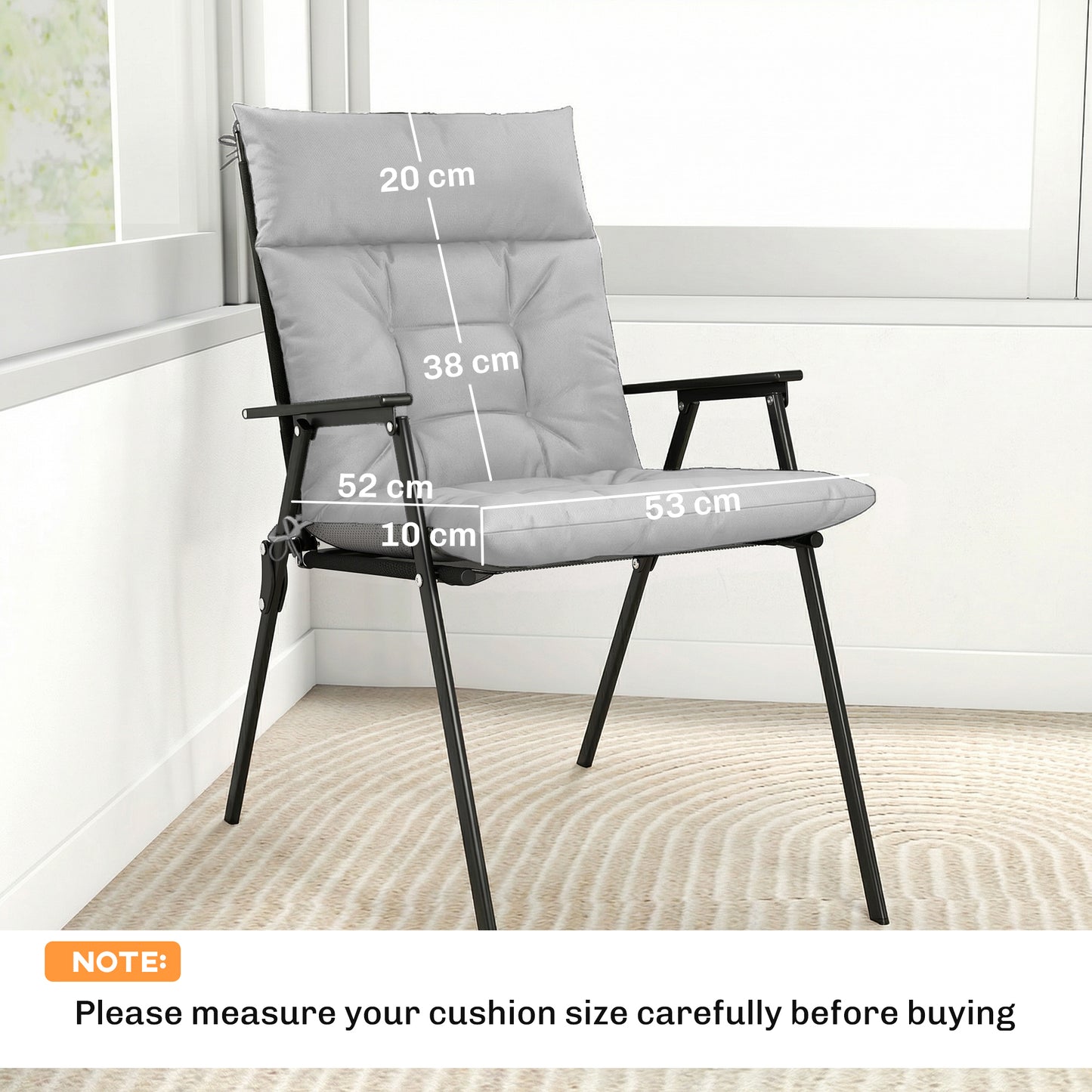 Outsunny Outdoor Patio Chair Cushions Set of 4 Waterproof Non Slip Lounge Cushions 112x53cm Light Grey