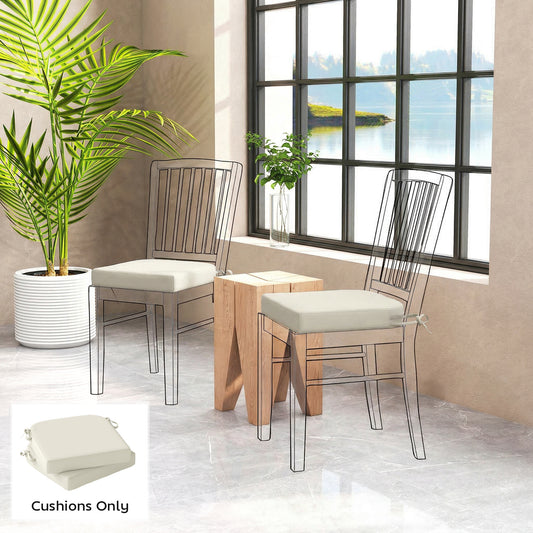 Outsunny Outdoor Chair Cushions Set of 2 7cm Thick Foam with Ties Cream White Water Repellent Flame Retardant