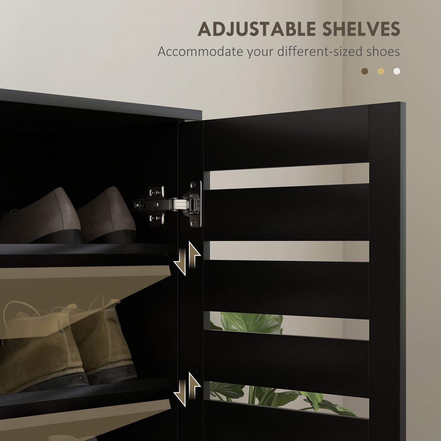 Homcom Narrow Shoe Cabinet For Entryway, Slim 5-Tier Storage With 2 Slatted Doors And Adjustable Shelves