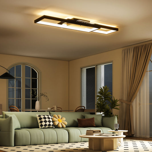 HOMCOM LED Ceiling Light Dimmable Flush Mount Remote Control Wall Switch 3000K 6000K Color Temp Living Room Bedroom Black
