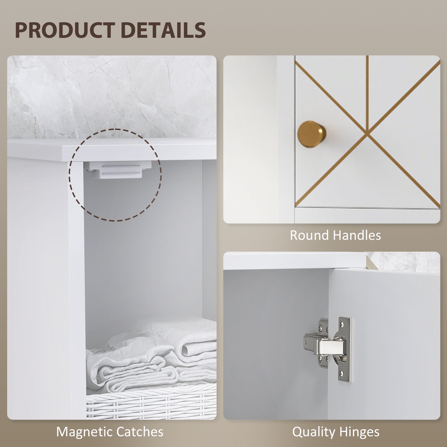 HOMCOM Tall White Bathroom Storage Cabinet with Doors Freestanding Slim Unit with Adjustable Shelves Two Tier Cabinets