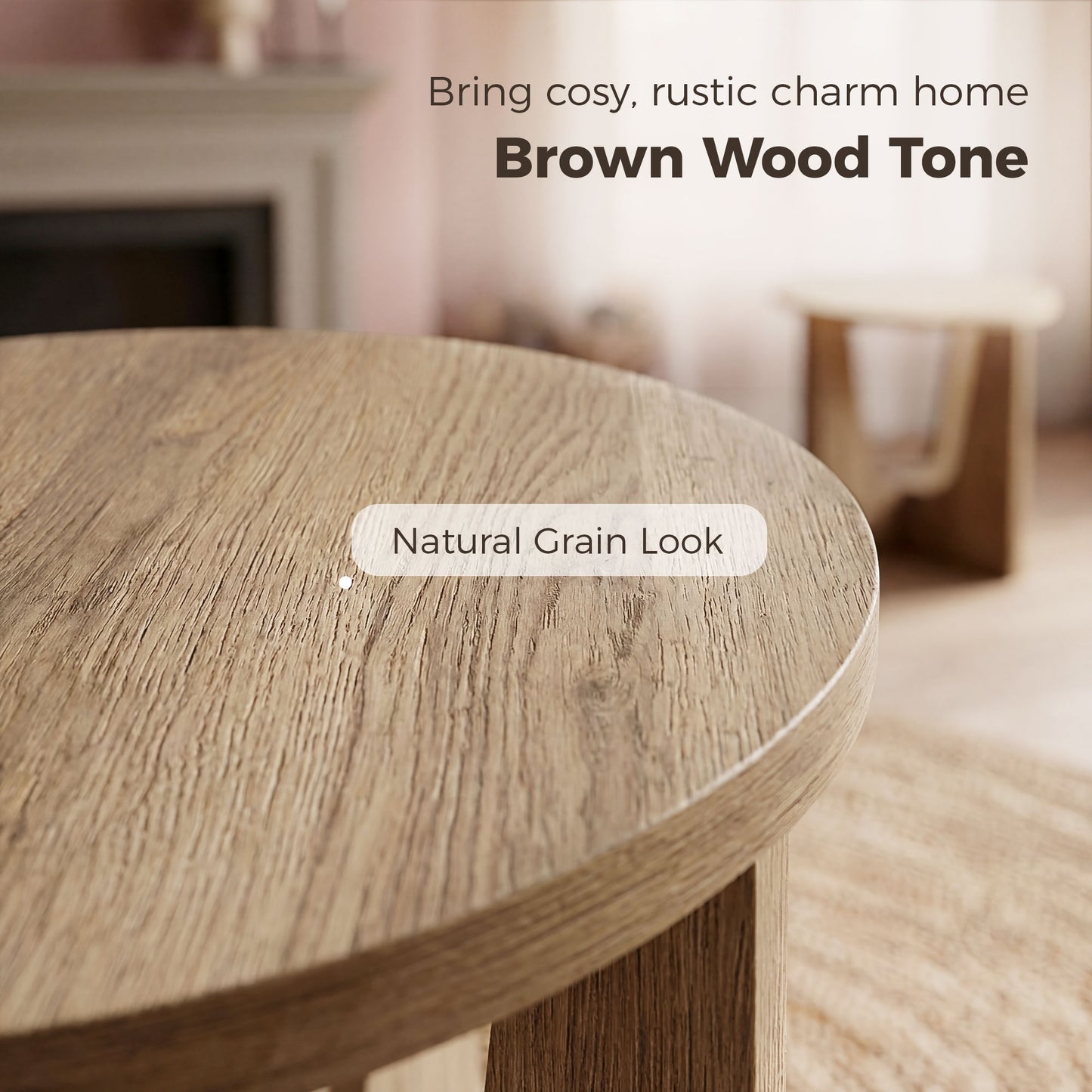 HOMCOM End Table Round Side Table With Curved Legs Coffee Wood Effect Compact Living Room Accent