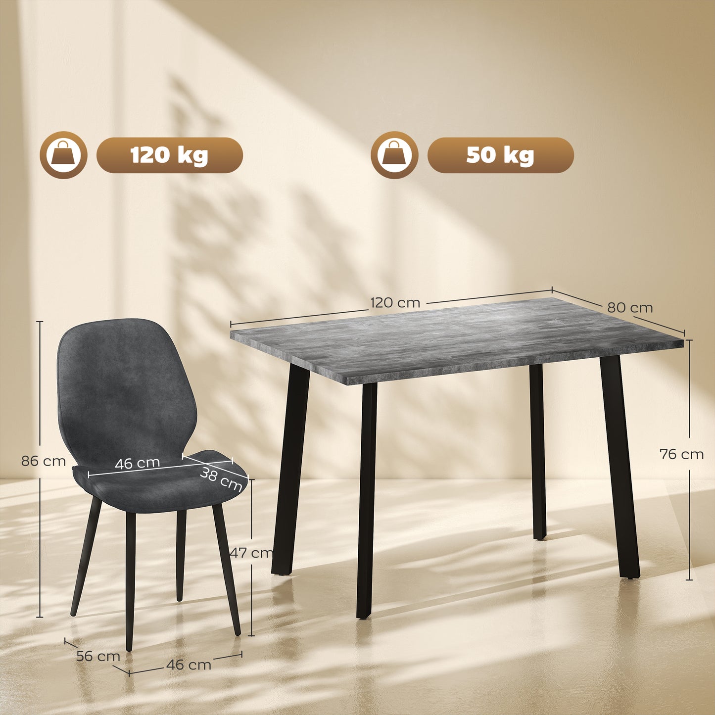 HOMCOM Dining Set With Kitchen Table And Two Velvet Upholstered Chairs In Dark Grey