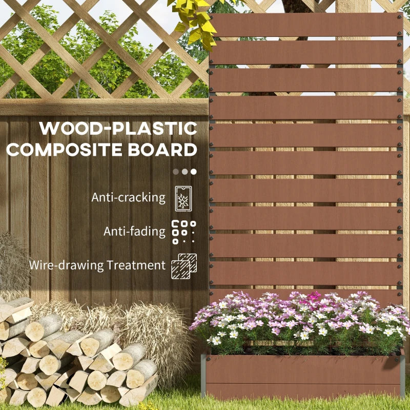 Outsunny Raised Garden Bed Planter with Trellis for Climbing Plants, Vines - Light Brown | Planter Box with Drainage Gap for Healthy Growth