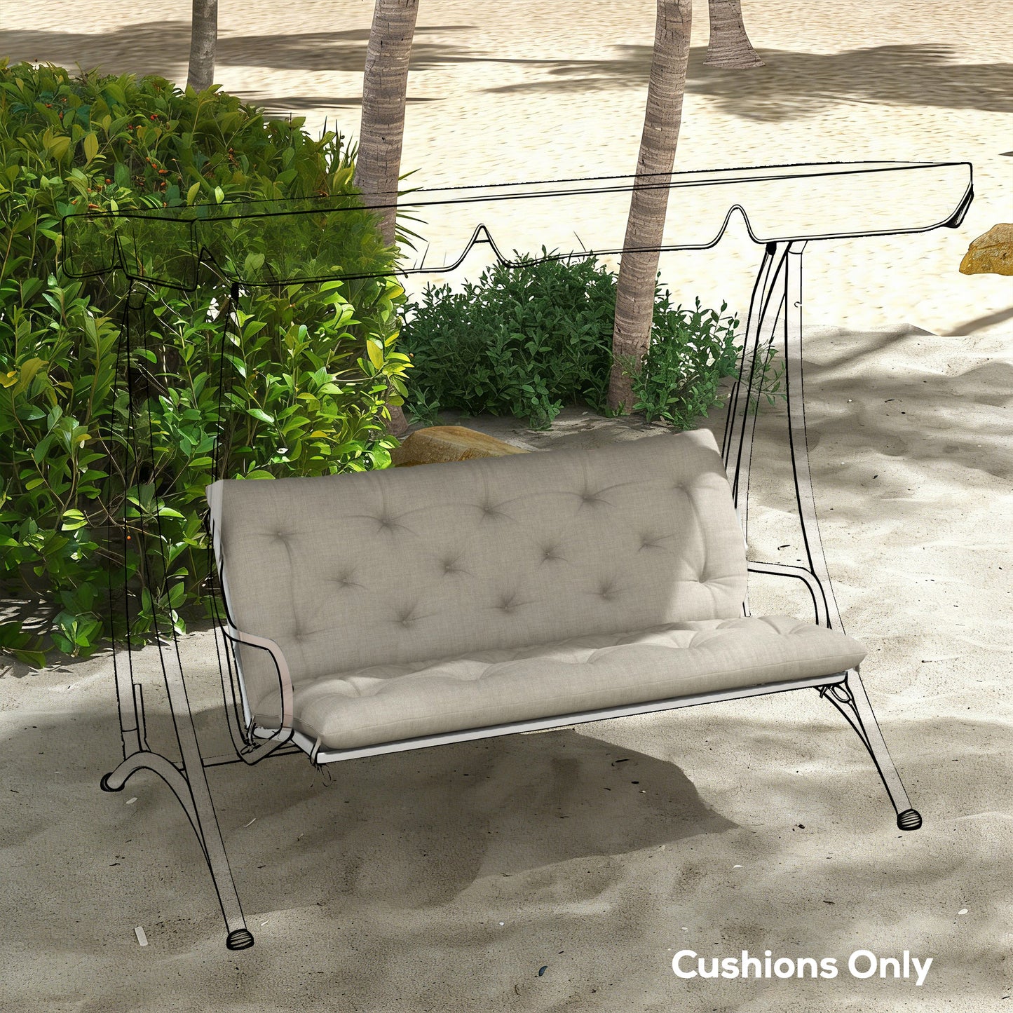 Outsunny Garden Bench Cushion for Two Seater Swing Chair with Ties Indoor Outdoor Use 110 by 120 cm