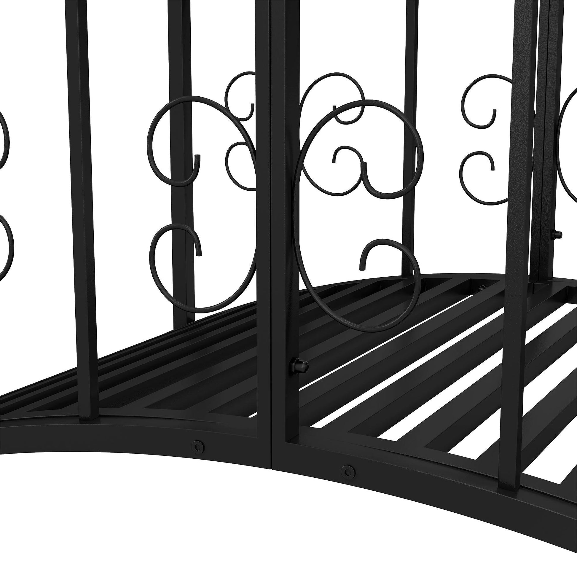 Outsunny 1.2M Metal Decorative Scrollwork Arch Garden Bridge, Black - ALL4U RETAILER LTD