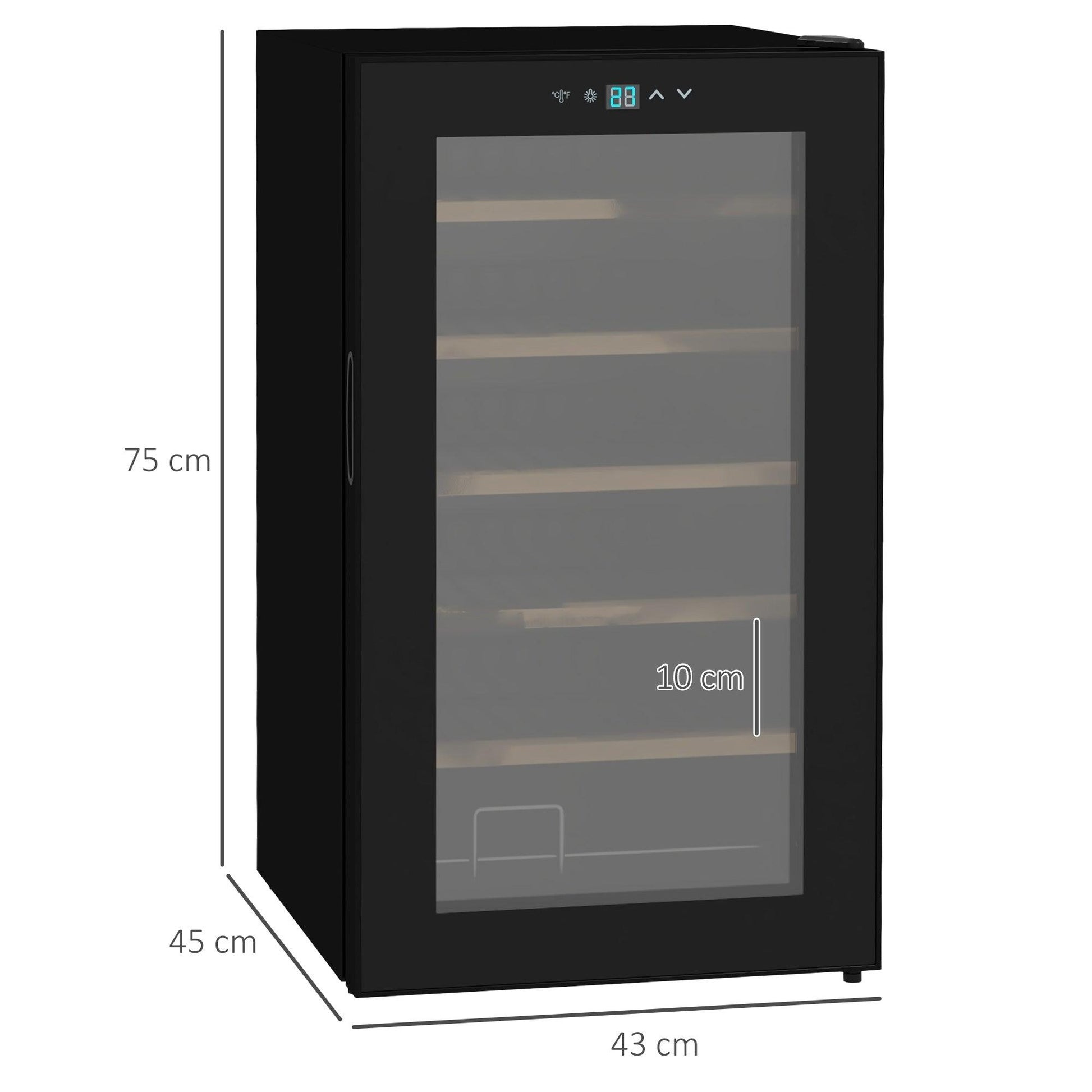 HOMCOM 24 Bottles Wine Fridge with Glass Door Digital Touch Screen Control LED Light - ALL4U RETAILER LTD