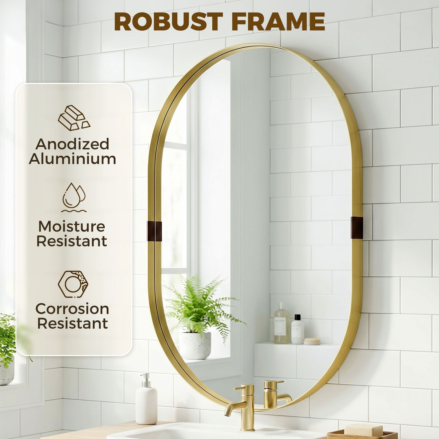 HOMCOM Wall Mirror With Elevated Aluminium Frame Gold Tone 60 X 90 cm Runway Style For Bathroom Hallway And Living Room