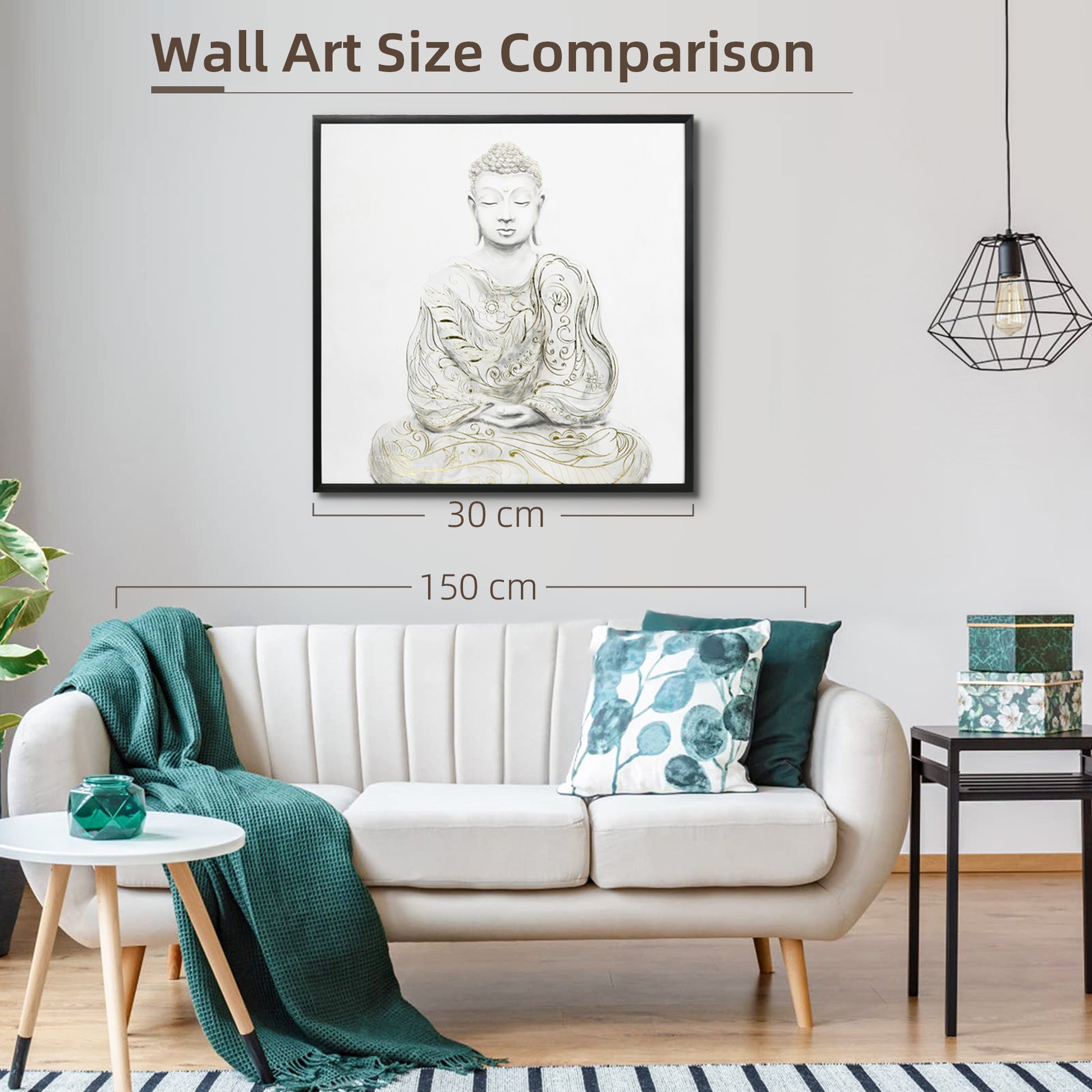 HOMCOM Textured Gold Buddha Meditation Canvas Art for Elegant Home Decor, 83 x 83 cm - ALL4U RETAILER LTD