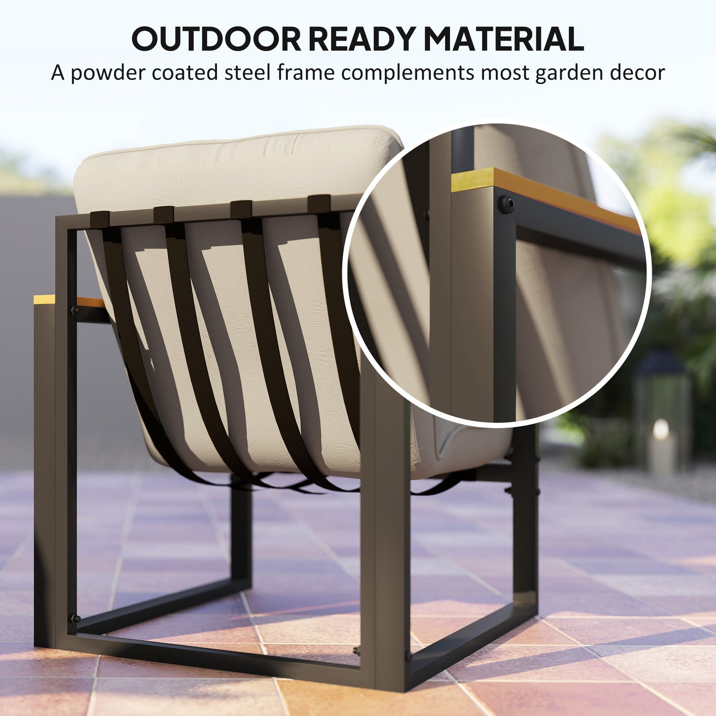 Outsunny 4 Piece Garden Furniture Set Conservatory Loveseat Armchairs Glass Top Coffee Table Cushions Light Grey