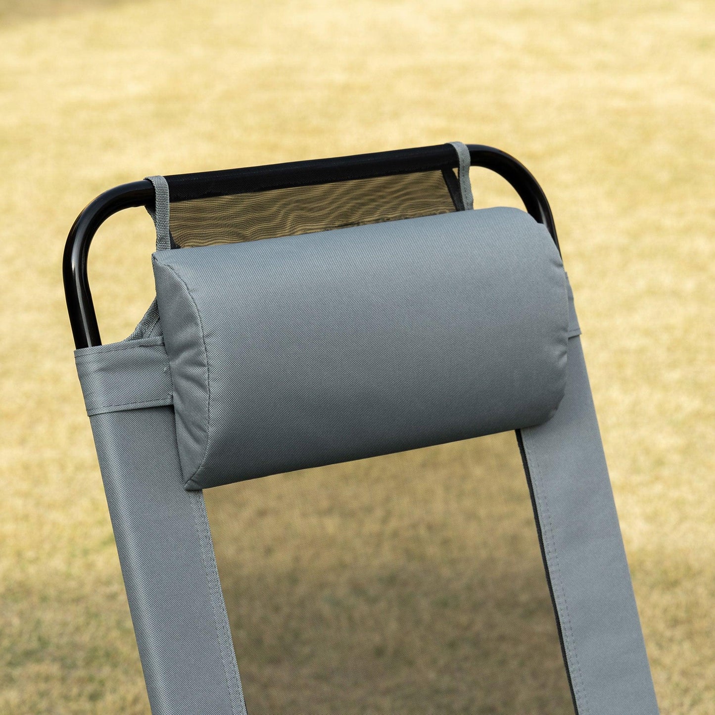 Outsunny Portable Folding Recliner Chair Grey - ALL4U RETAILER LTD