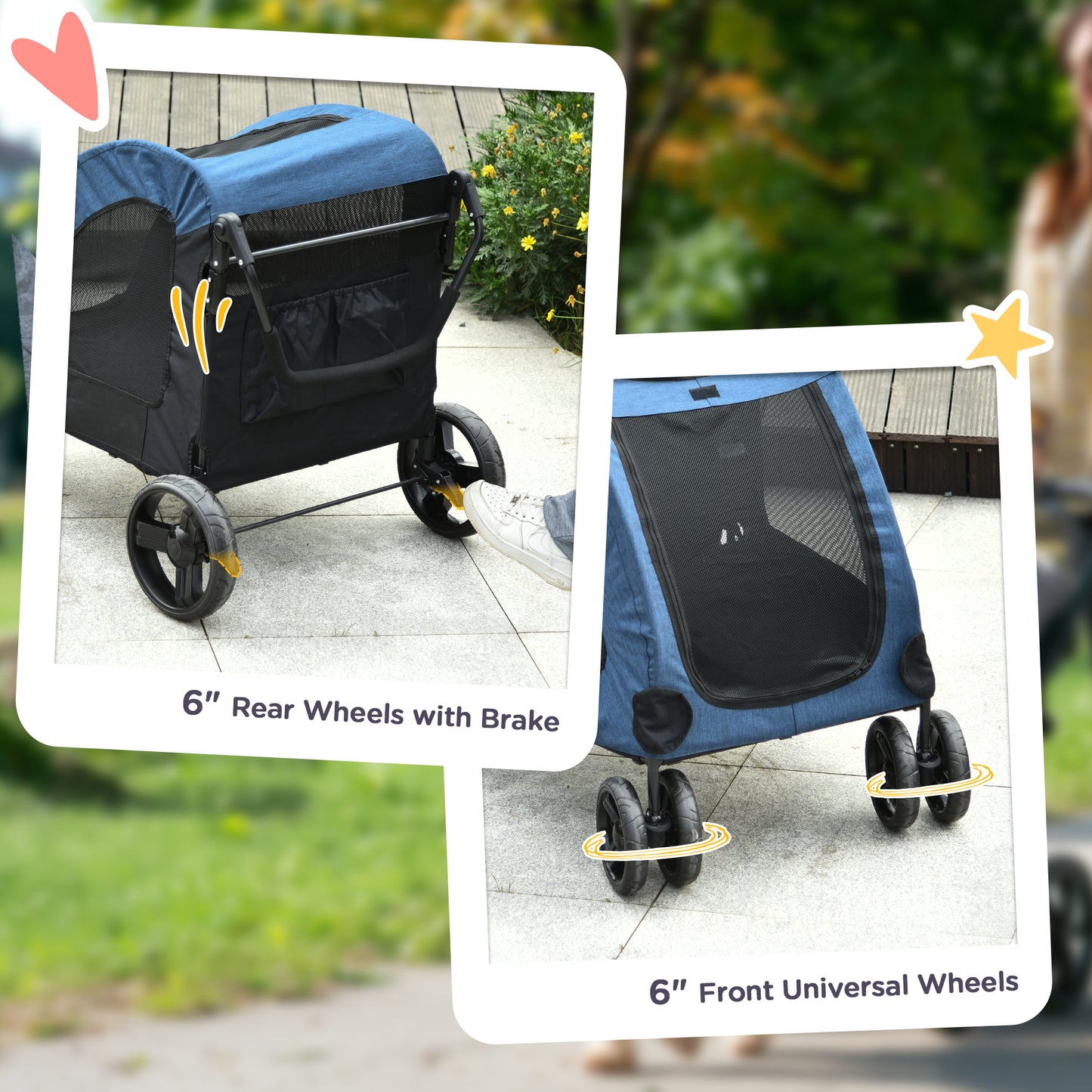 PawHut Blue Pet Stroller for Medium to Large Dogs with 4 Wheels and Mesh Windows - ALL4U RETAILER LTD