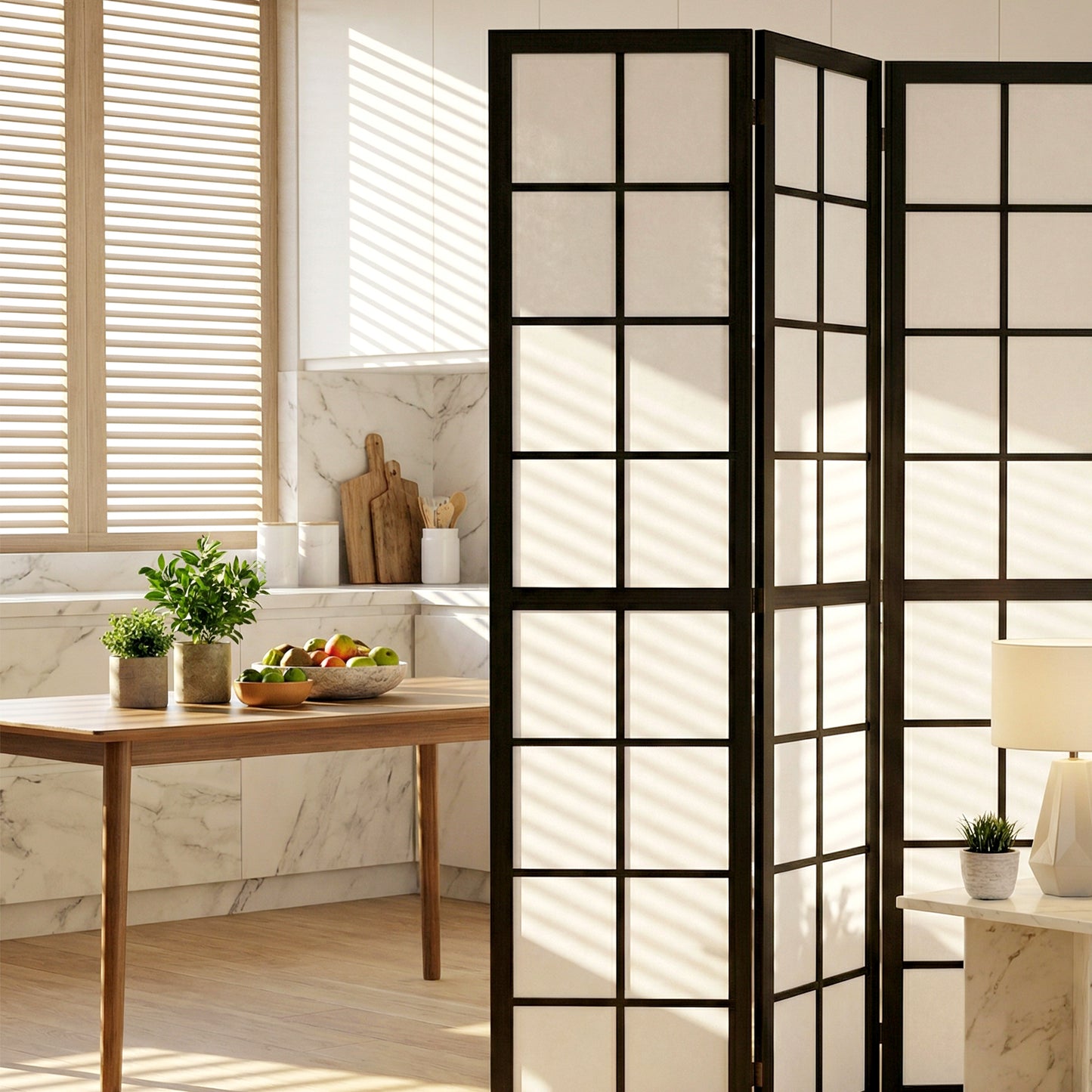 HOMCOM 4 Panel Folding Room Divider Freestanding Indoor Privacy Screen For Living Room And Bedroom Black