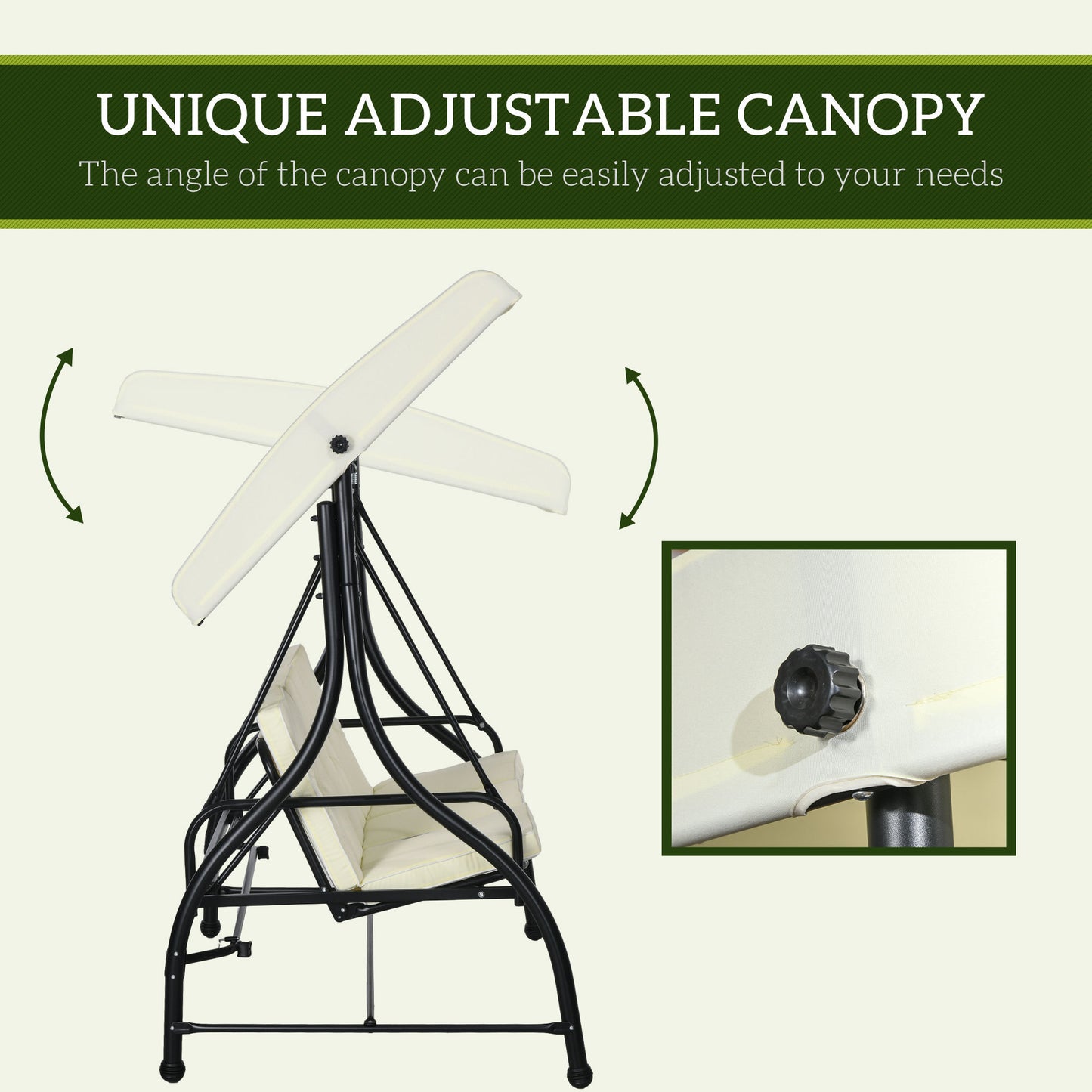 Outsunny 3 Seater Canopy Swing Chair 2 In 1 Garden Swing Seat Bed With Adjustable Canopy And Metal Frame Cream White