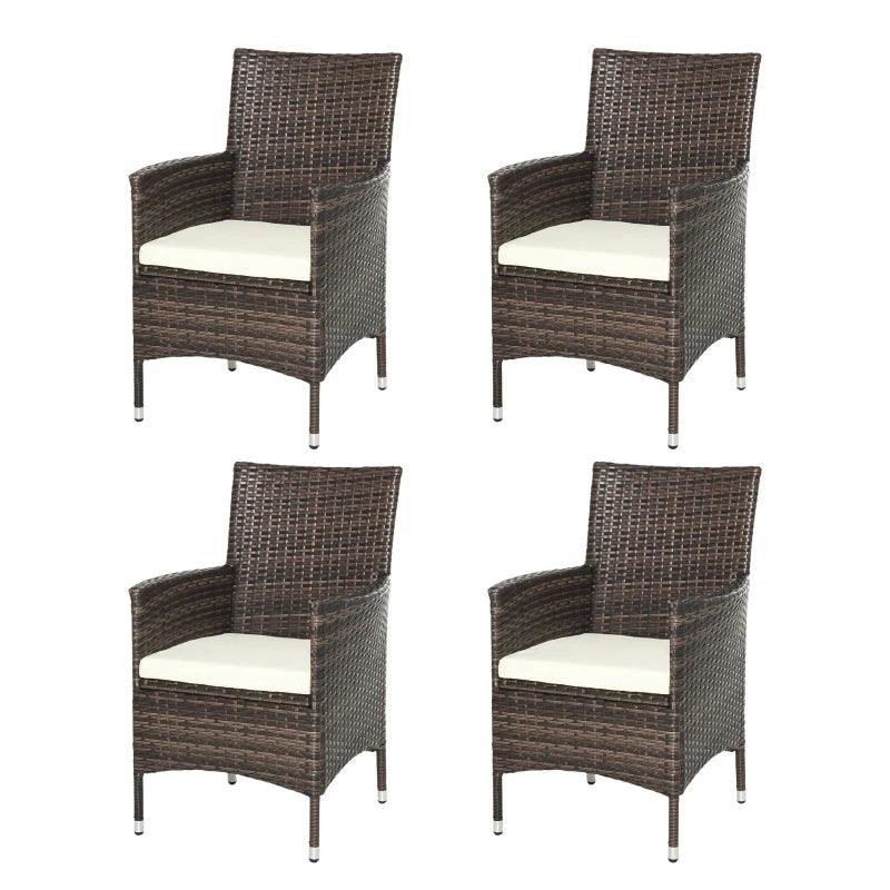 Outsunny 4-Piece Rattan Chair Set - Patio Sofa Chairs Set with Cushions, Outdoor Rattan Furniture for Comfortable and Stylish Outdoor Living - ALL4U RETAILER LTD