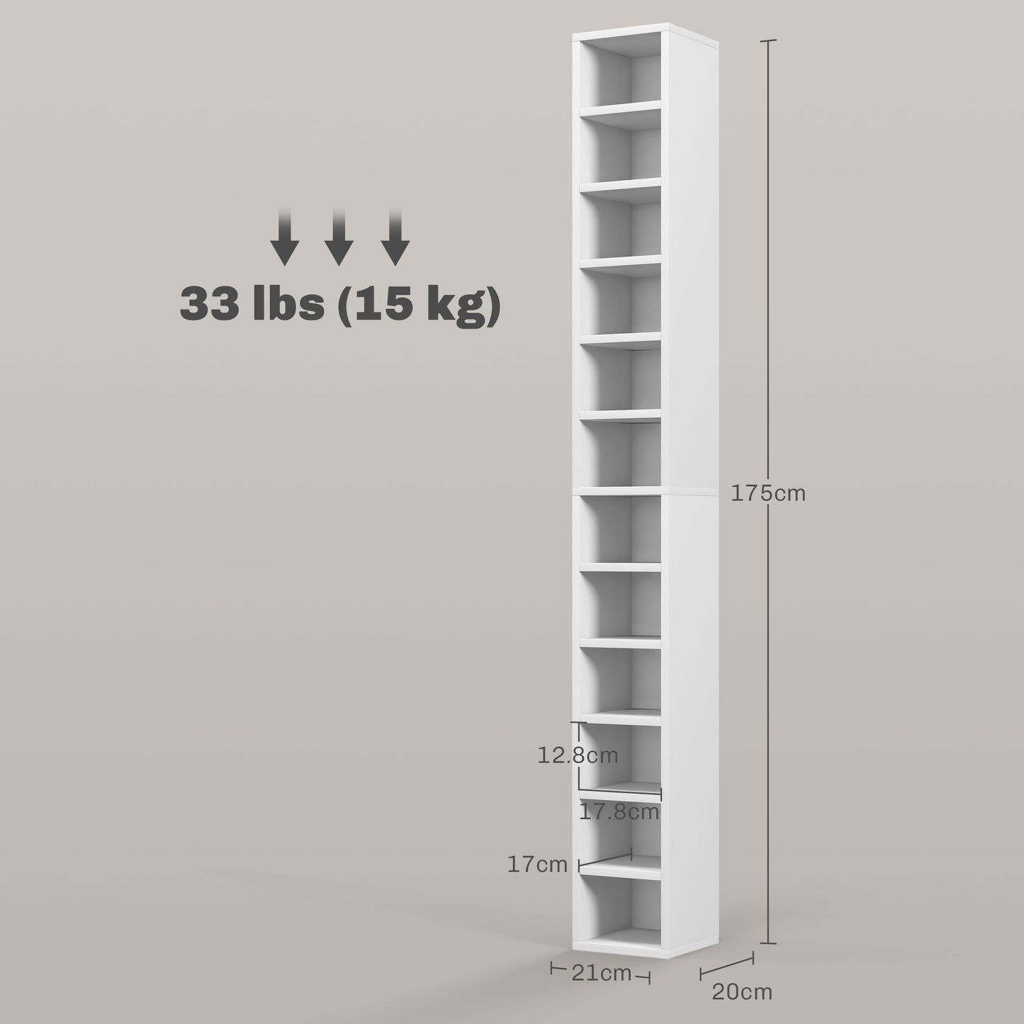 HOMCOM Tall White Media Storage Tower with 12 Cubes for CDs and DVDs, Home Office Organizer - ALL4U RETAILER LTD