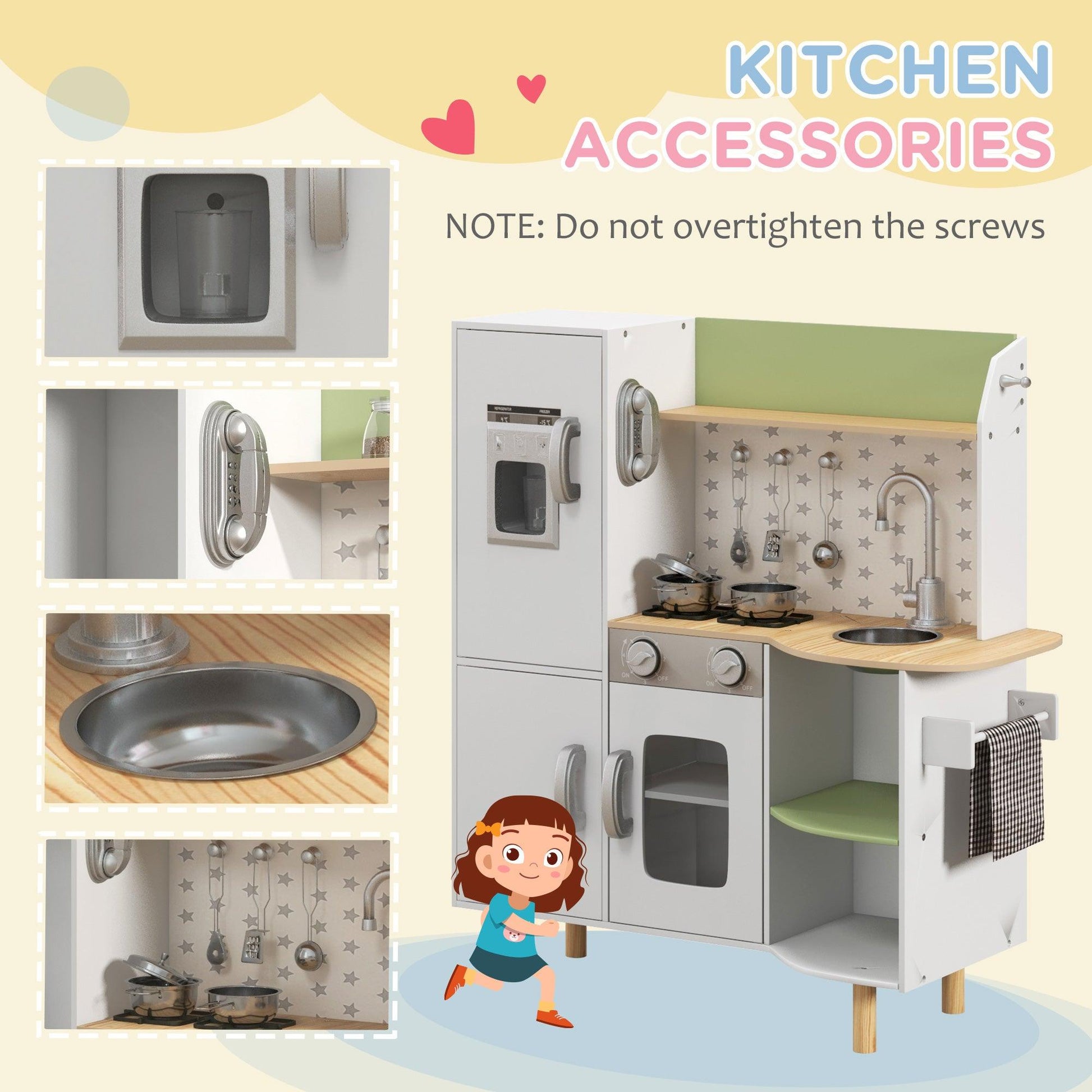 AIYAPLAY Toy Kitchen, Kids Role Play Set, White - ALL4U RETAILER LTD