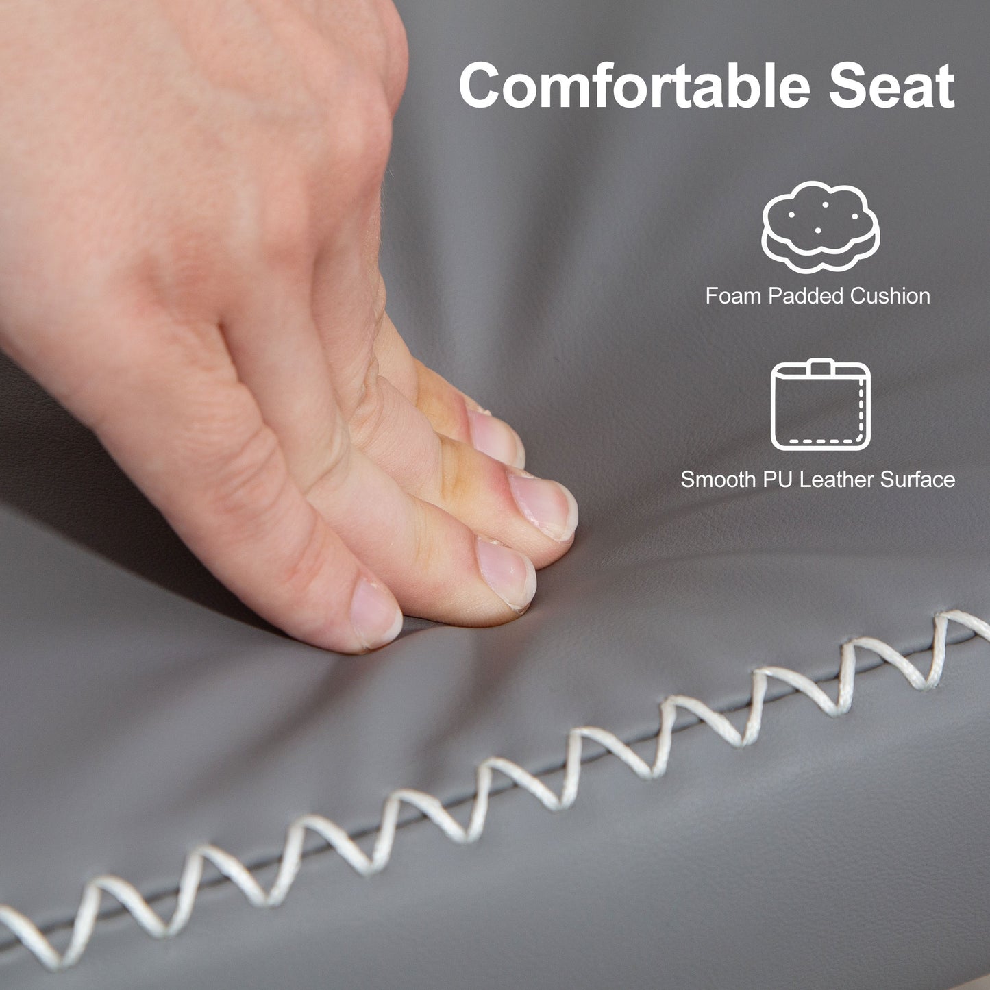 HOMCOM PU Leather Shoe Storage Bench With 7cm Cushioned Seat In Grey Holds Up To 120 Kg