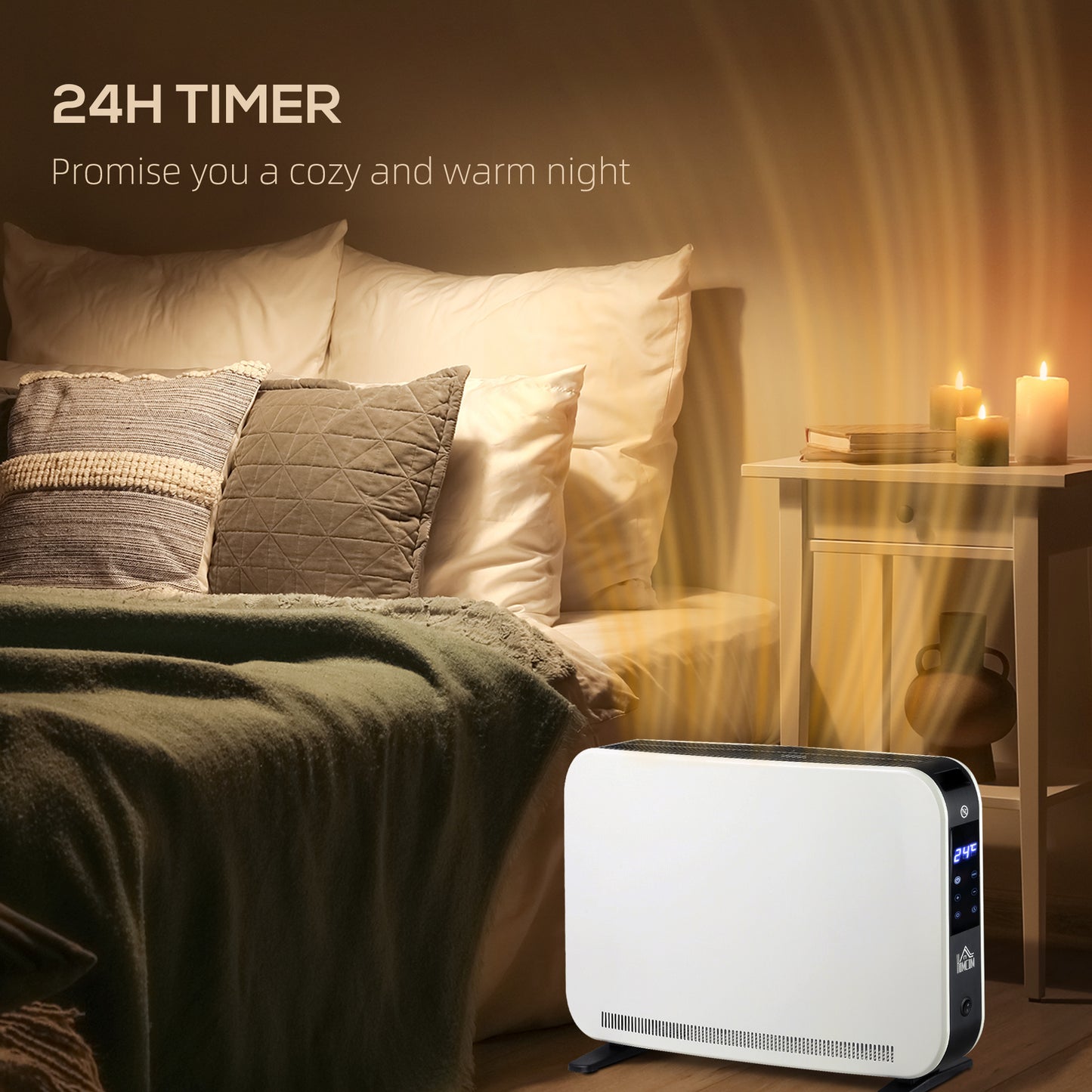 HOMCOM Three-Mode Modern Slimline Heater With 7 To 35 Degrees Celsius Temperature And 24 Hour Timer