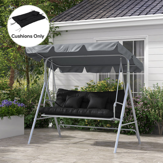 Outsunny Outdoor Comfort Cushion Set: 4-Piece Black Patio Chair Pillows & Cushions with Ties - ALL4U RETAILER LTD