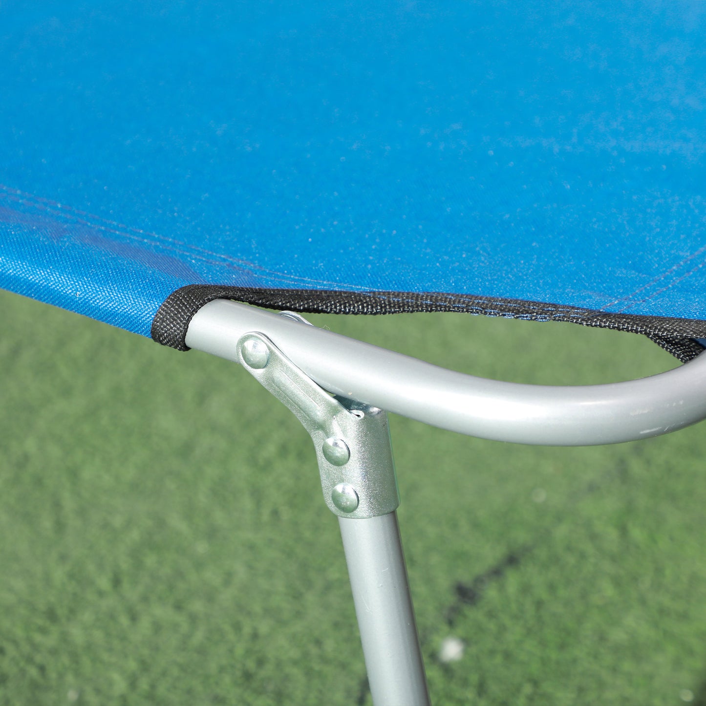 Outsunny Sun Lounger With Adjustable Face Canopy In Bright Blue For Sun Shade And Outdoor Comfort
