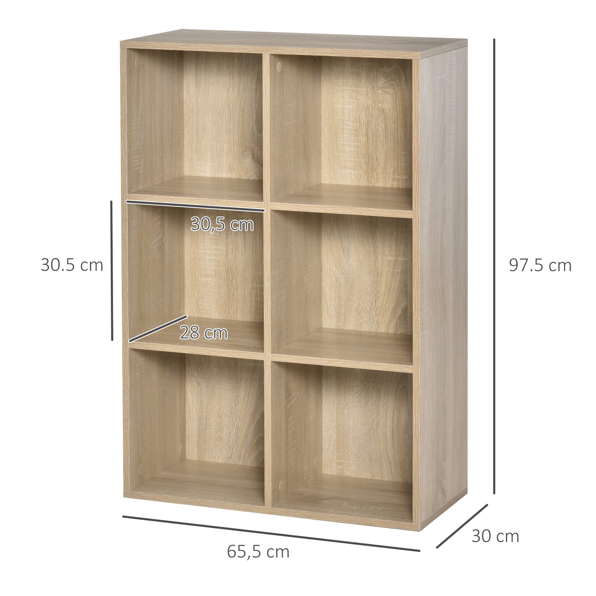 HOMCOM Oak Effect Six-Cube Storage Unit - ALL4U RETAILER LTD