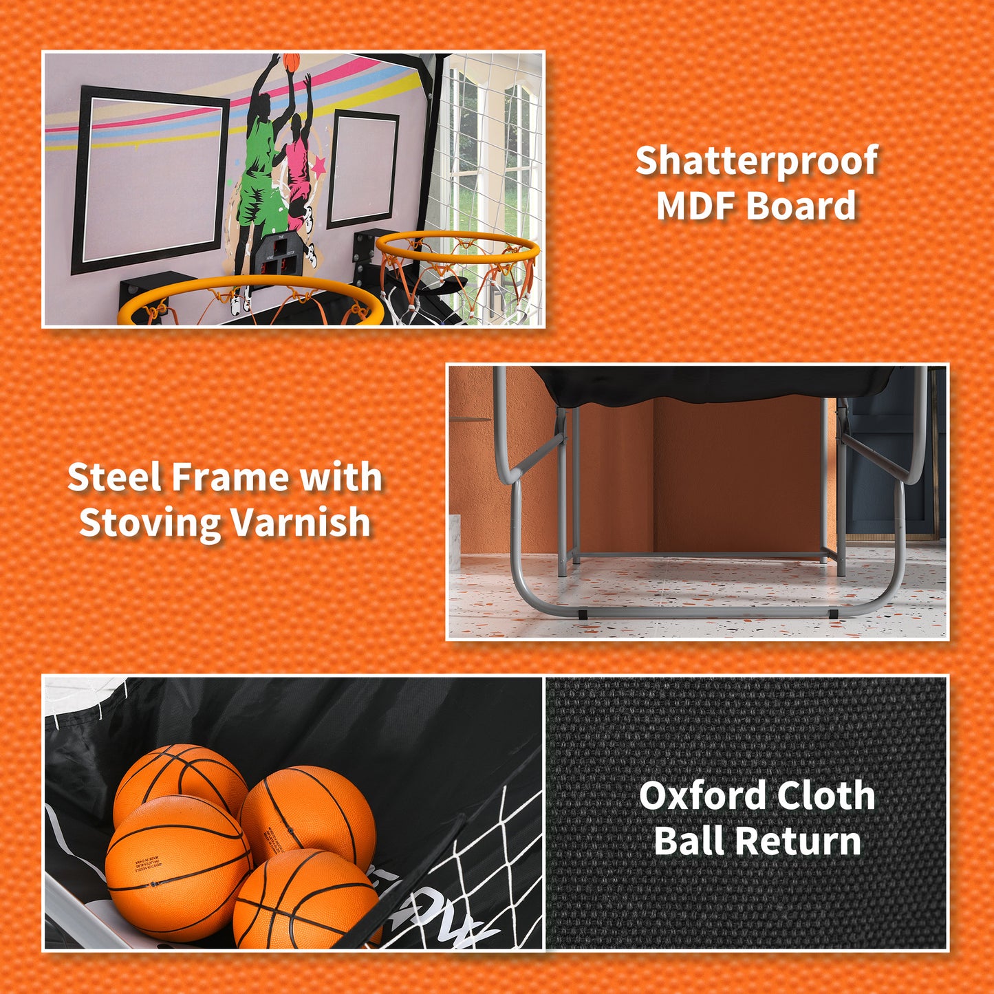 SPORTNOW Compact Double Shot Basketball Arcade Game with 8 Interactive Modes - ALL4U RETAILER LTD